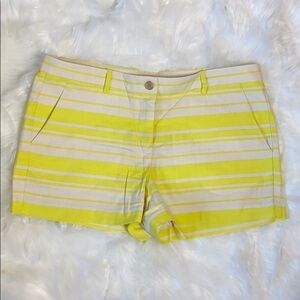 Gap 100% Cotton Preppy Twill Striped Summer Shorts Ivory Yellow Womens 12